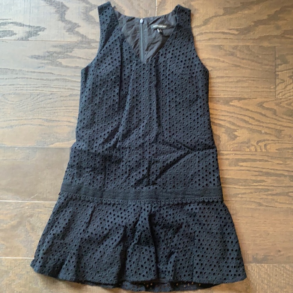 Banana republic black eyelet waist strap dress